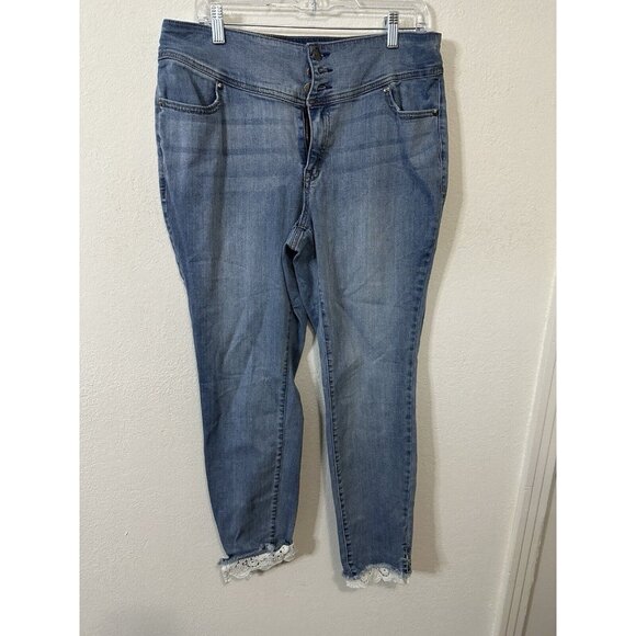 Lane Bryant High Rise Lace Hem Magic Waistband Jeggings Size 16 - Picture 1 of 10